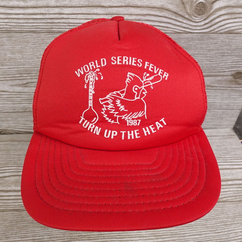 VINTAGE ST LOUIS CARDINALS WORLD SERIES FEVER 1987 80s TRUCKER SNAPBACK HAT‎ CAP